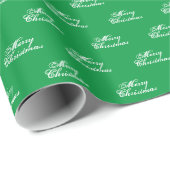 Merry Kerstgreen white script kalligrafie Cadeaupapier (Rol Hoek)