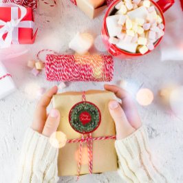 Merry KerstGreen Wreath Winter Red Woodland Ronde Sticker