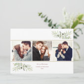 Merry KerstGreenery 3 Foto Collage Feestdagenkaart (Staand voorkant)