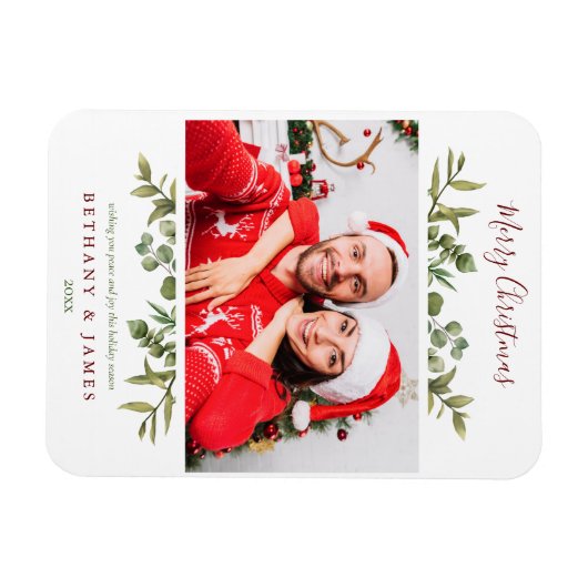Merry KerstGreenery Couples Magneet (Horizontaal)