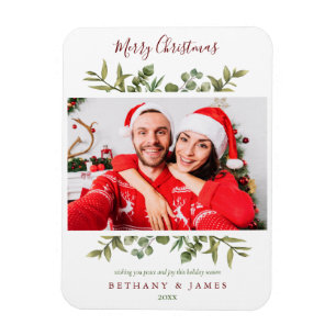 Merry KerstGreenery Couples Magneet