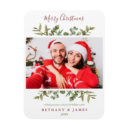 Merry KerstGreenery Couples Magneet (Verticaal)