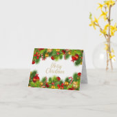 Merry KerstGreenery Folded Wenskaart Kaart (Gele Bloem)