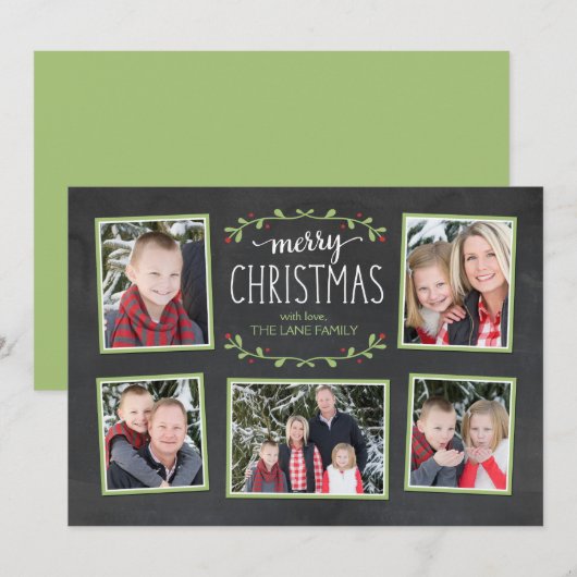 Merry KerstGreenery-fotokaart Feestdagenkaart (Voorkant / Achterkant)