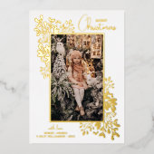 Merry KerstGreenery Gold Folie Feestdagenkaart (Voorkant)