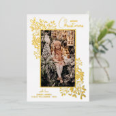 Merry KerstGreenery Gold Folie Feestdagenkaart (Staand Voorkant)