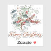 Merry KerstGreenery Red Green Sticker (Vel)