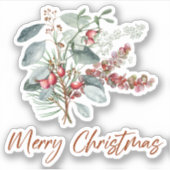 Merry KerstGreenery Red Green Sticker (Voorkant)