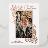 Merry KerstGreenery Roos Gold Folie Feestdagenkaart (Voorkant)