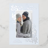 Merry KerstGreenery Silver Folie Feestdagenkaart (Voorkant)