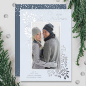 Merry KerstGreenery Silver Folie Feestdagenkaart