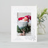 Merry KerstGreenery Silver Folie Feestdagenkaart (Staand Voorkant)