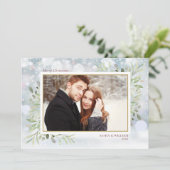 Merry KerstGreenery Snowflakes Foto Feestdagenkaart (Staand voorkant)