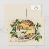 Merry KerstGreetings  Village Scene Feestdagenkaart (Voorkant / Achterkant)