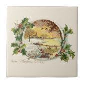 Merry KerstGreetings  Village Scene Tegeltje (Voorkant)