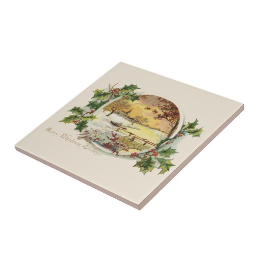 Merry KerstGreetings  Village Scene Tegeltje (Zijkant)