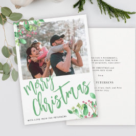 Merry kerstgrienery foto feestdagenkaart
