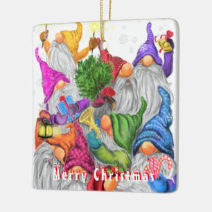 Merry kerstgrint party Cartoon Tekening Keramisch Ornament