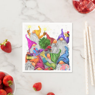 Merry kerstgrint party Cartoon Tekening  Servet