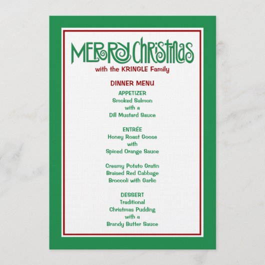 Merry-kerstgroen menu (Voorkant)