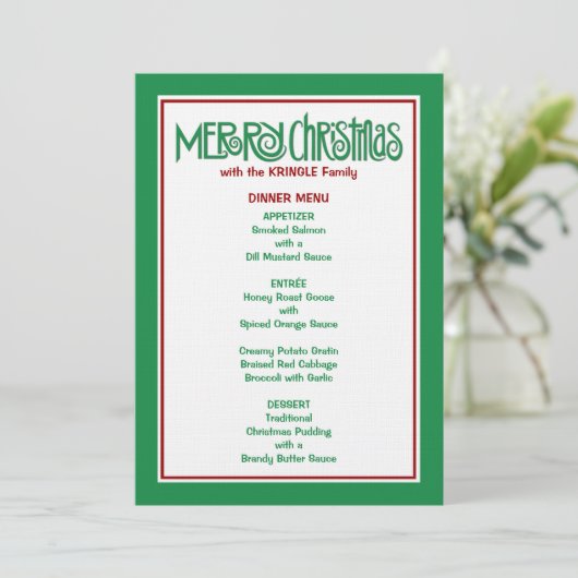 Merry-kerstgroen menu (Staand voorkant)