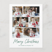 Merry kerstgroen script 6 Foto Collage Feestdagenkaart (Voorkant)