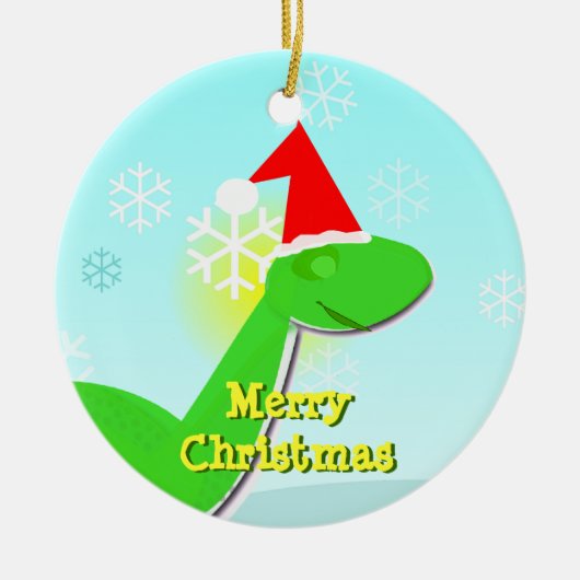 Merry Kerstgroene Cartoon Dinosaur Ornament (Voorkant)