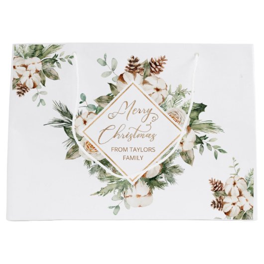 Merry Kerstgroene geometrische lijst Groot Cadeauzakje (Voorkant)