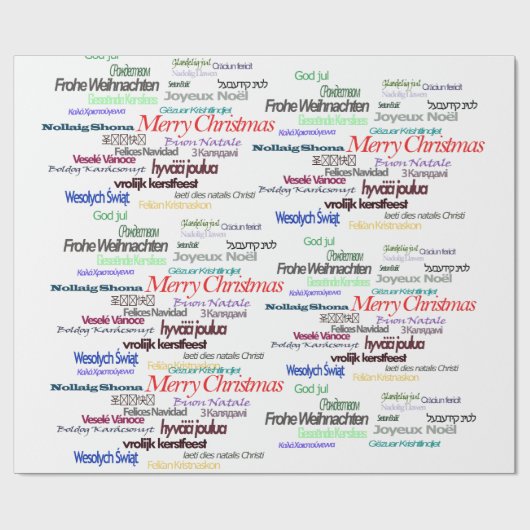 Merry kerstgroet citeert vreemde talen cadeaupapier (Vlak)