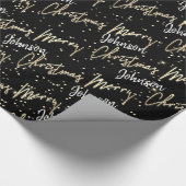 Merry Kerstgulden script uit naam BlackWhite Cadeaupapier (Hoek)