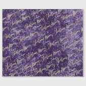 Merry-kerstgulden script uit naam Paars Cadeaupapier (Vlak)