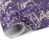 Merry-kerstgulden script uit naam Paars Cadeaupapier (Rol Hoek)