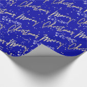 Merry-kerstgulden script van naam Blue Royal Cadeaupapier (Hoek)