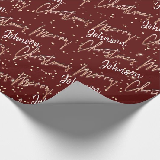 Merry-kerstgulden script van Name Roos Cadeaupapier (Hoek)