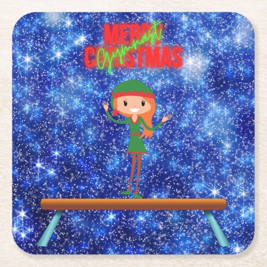 Merry Kerstgymnast Elf Kartonnen Onderzetters (Voorkant)