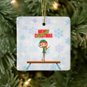 Merry Kerstgymnast Elf Keramisch Ornament