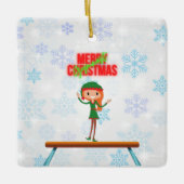 Merry Kerstgymnast Elf Keramisch Ornament (Voorkant)