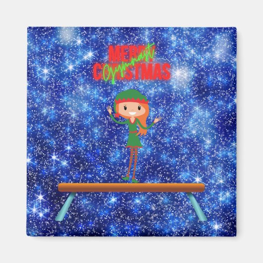 Merry Kerstgymnast Elf Magneet (Voorkant)
