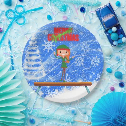 Merry Kerstgymnast Elf Papieren Bordje (Feest)