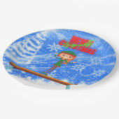 Merry Kerstgymnast Elf Papieren Bordje (Gekanteld)