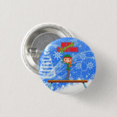 Merry Kerstgymnast Elf Ronde Button 3,2 Cm (Voorkant /achterkant)