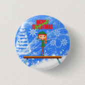 Merry Kerstgymnast Elf Ronde Button 3,2 Cm (Voorkant)