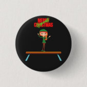 Merry Kerstgymnast Elf Ronde Button 3,2 Cm (Voorkant)