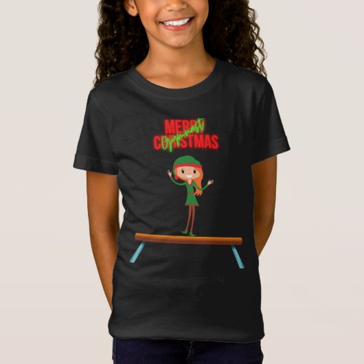 Merry Kerstgymnast Elf T-shirt (Voorkant)