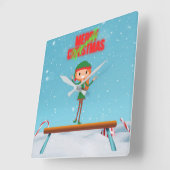 Merry Kerstgymnast Elf Vierkante Klok (Hoek)
