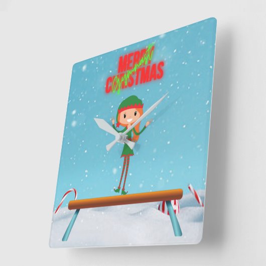 Merry Kerstgymnast Elf Vierkante Klok (Hoek)