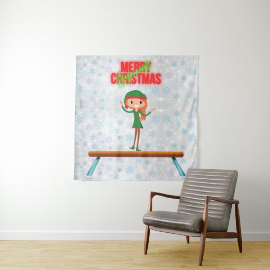 Merry Kerstgymnast Elf Wandkleed (In situ)