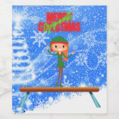 Merry Kerstgymnast Elf Wijn Etiket (Enkel label)