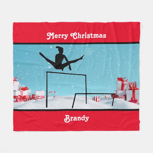 Merry Kerstgymnastics Fleece Blanket (Voorkant (Horizontaal))