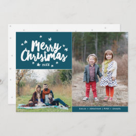 Merry Kersthand Lettered 2 Foto Holiday Feestdagenkaart